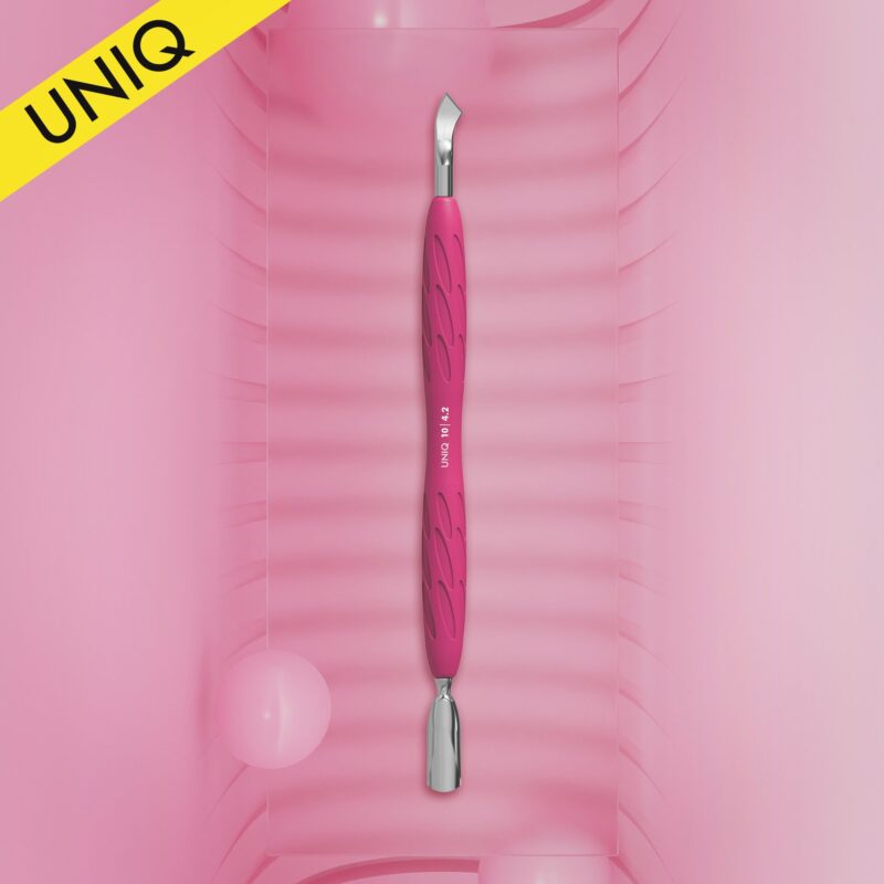Staleks PRO Manicure pusher Gummy with silicone handle UNIQ 10 TYPE 4.2 (rounded narrow pusher and bent blade)