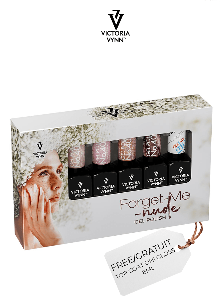 Victoria VYNN 5 Pack Forget me Nude Gel Polish 404-407 and Top Coat Oh! My Gloss 8ml Free