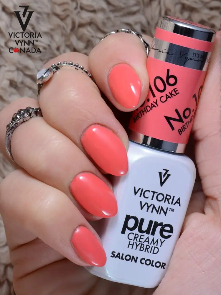 victoria vynn pure creamy red orange nails birthday cake no. 106